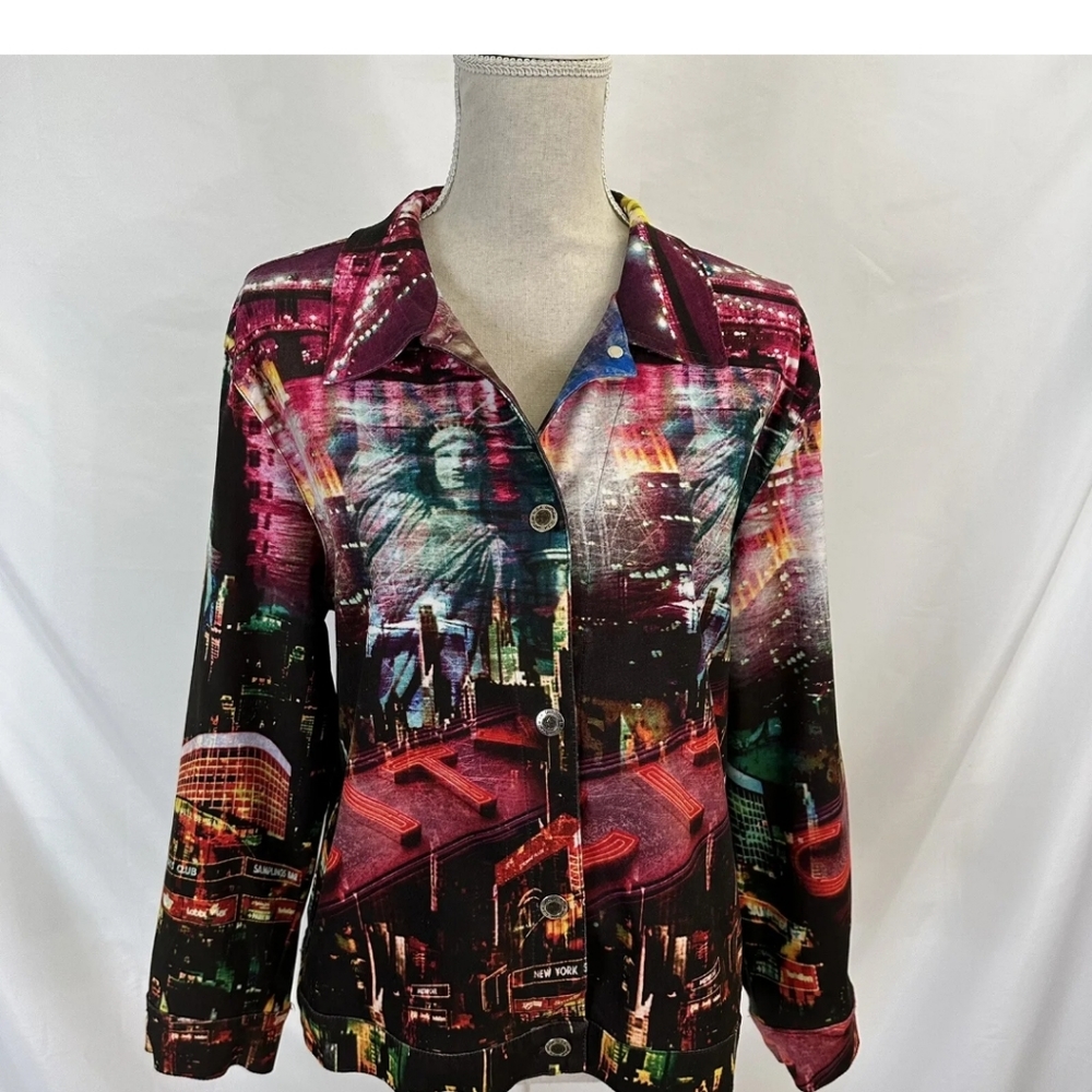 Vintage Impule New York Night Life Button up Jacket Size XL